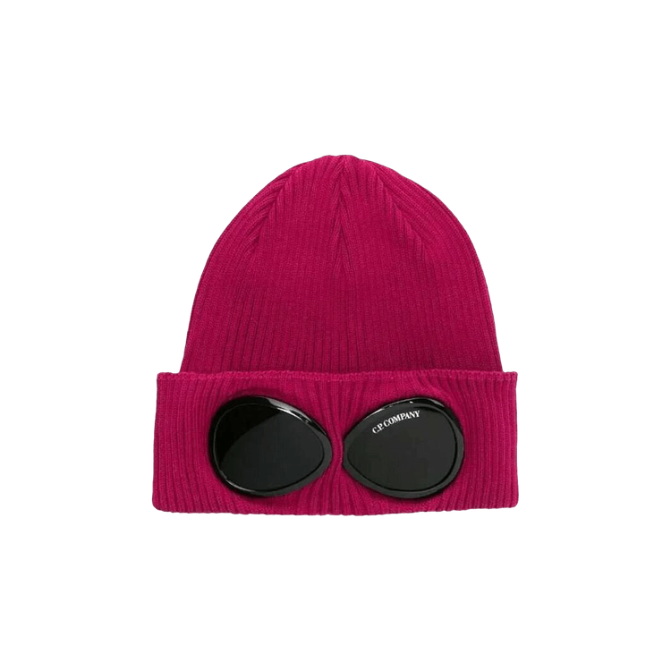 C.P. Company Goggles Detail Ribbed Beanie 'Red Bud'