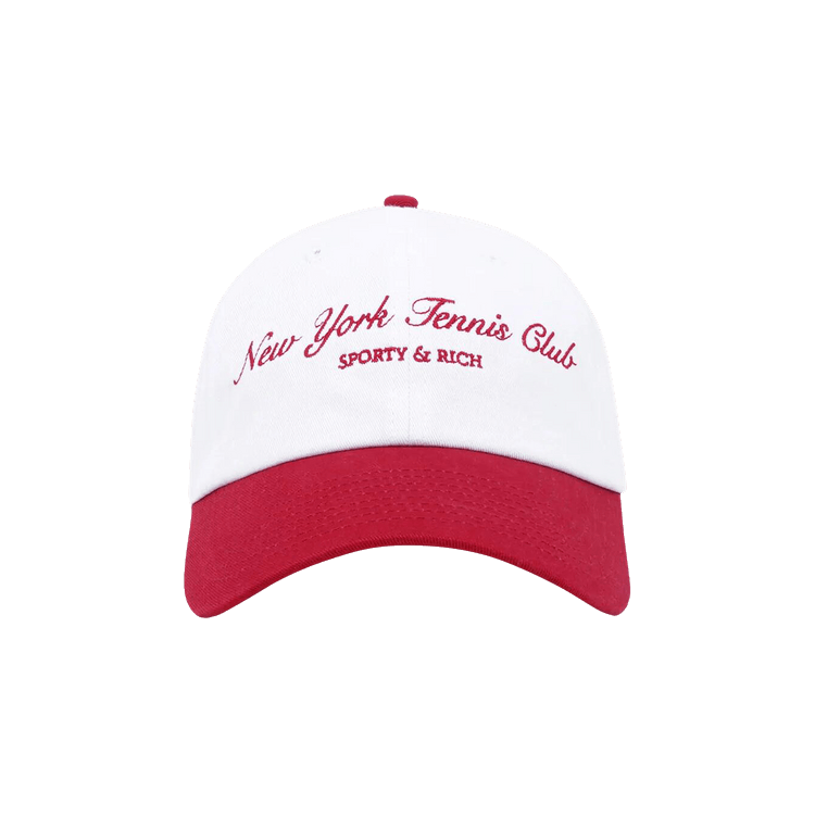 Sporty & Rich NY Tennis Club Embroidered Hat 'White/Bright Red'