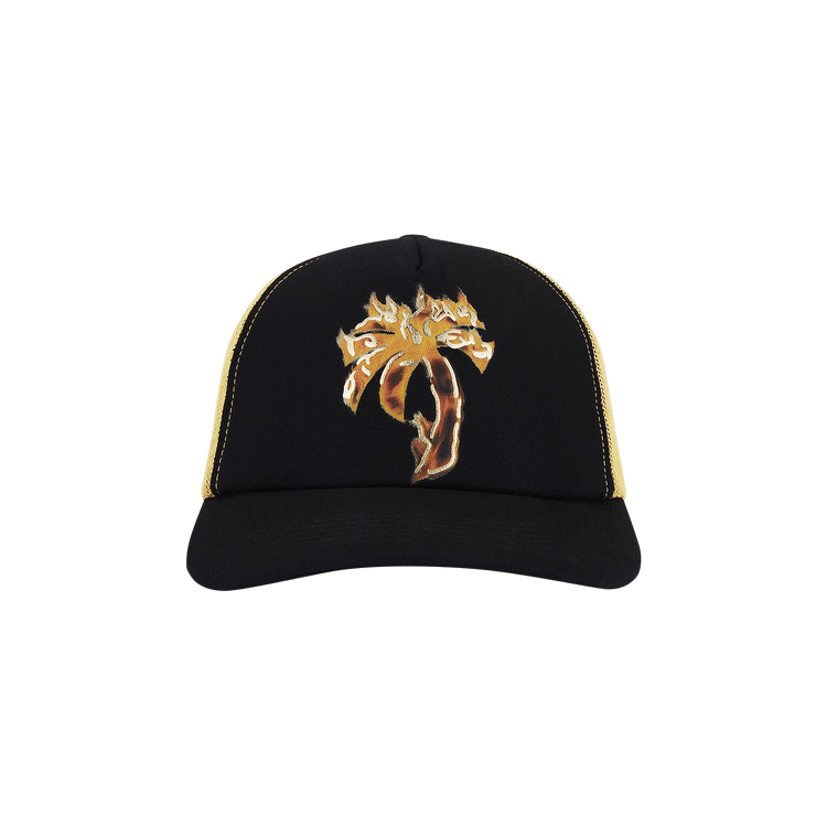 Palm Angels Burning Palm Trucker Cap 'Black/Gold'