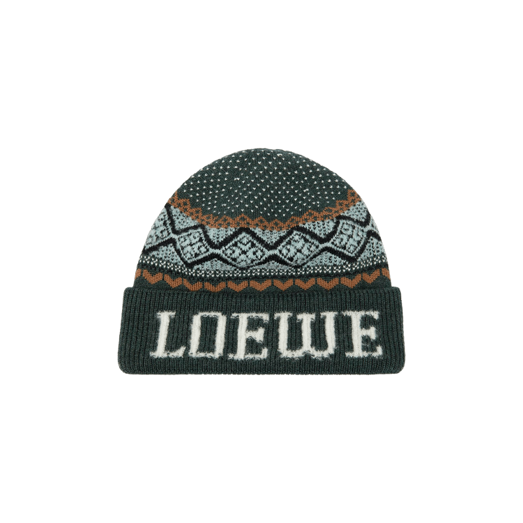 Loewe x Suna Fujita Intarsia Beanie 'Green/Multicolor'