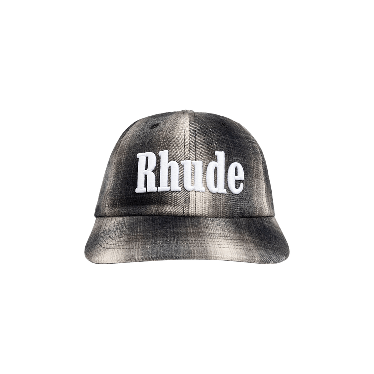 Rhude Logo Flannel 6-Panel Hat 'Black/Grey'