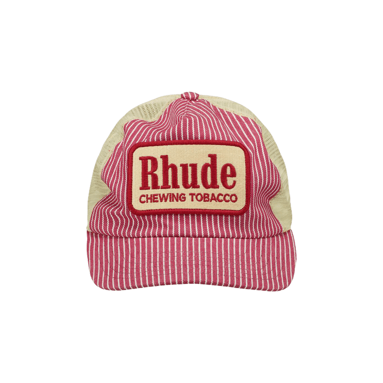 Rhude Striped Tobacco Trucker Hat 'Red/Off White'