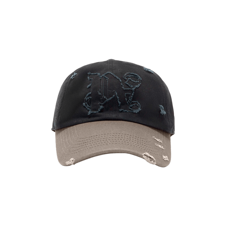 Palm Angels Ripped Monogram Cap 'Anthracite'