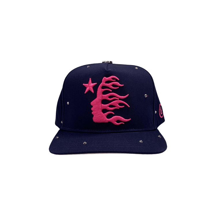 Hellstar OG Logo Snapback Hat With Rhinestones 'Navy'