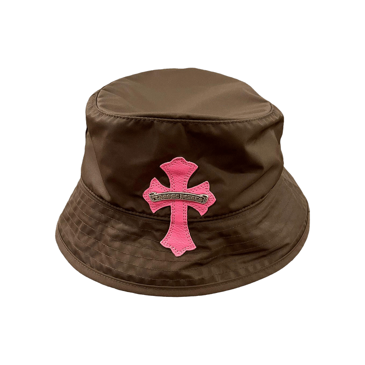 Chrome Hearts Leather Cross Patch Bucket Hat 'Brown/Pink'
