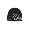 Rhude Script Knitted Beanie 'Navy/Tan'