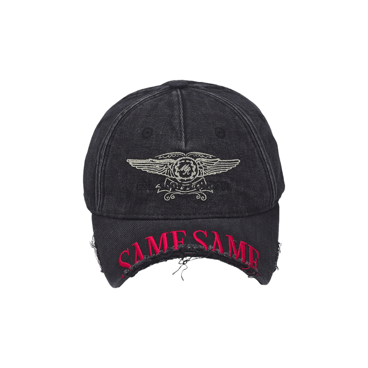 Martine Rose Cut Peak Back Cap 'Black Washed'