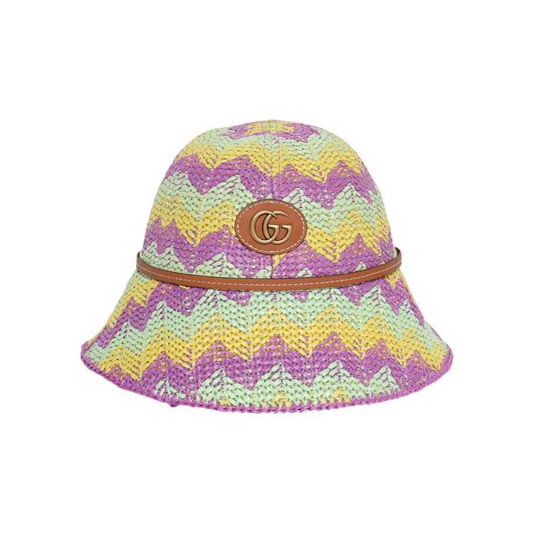 Gucci Chevron Straw Effect Cloche 'Multicolor'