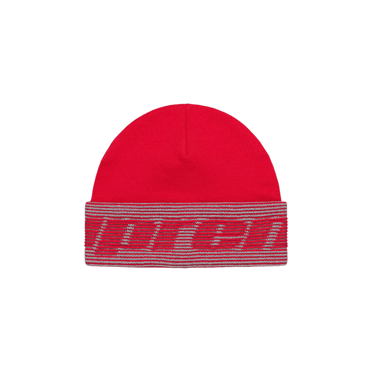 Supreme Reflective Jacquard Beanie 'Red'