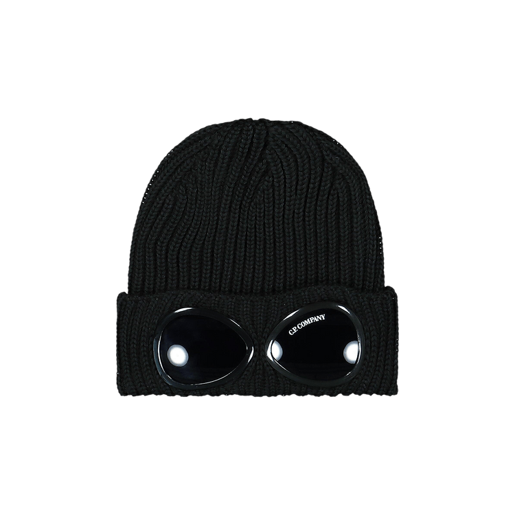 C.P. Company Extra Fine Merino Wool Goggle Beanie 'Black'