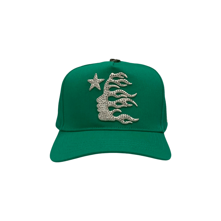 Hellstar OG Logo Rhinestones Snapback Hat 'Green'