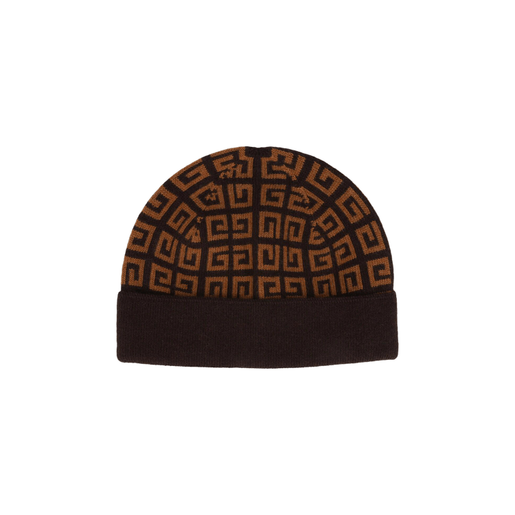 Givenchy All Over Logo Embroidered Knitted Beanie 'Dark Brown'