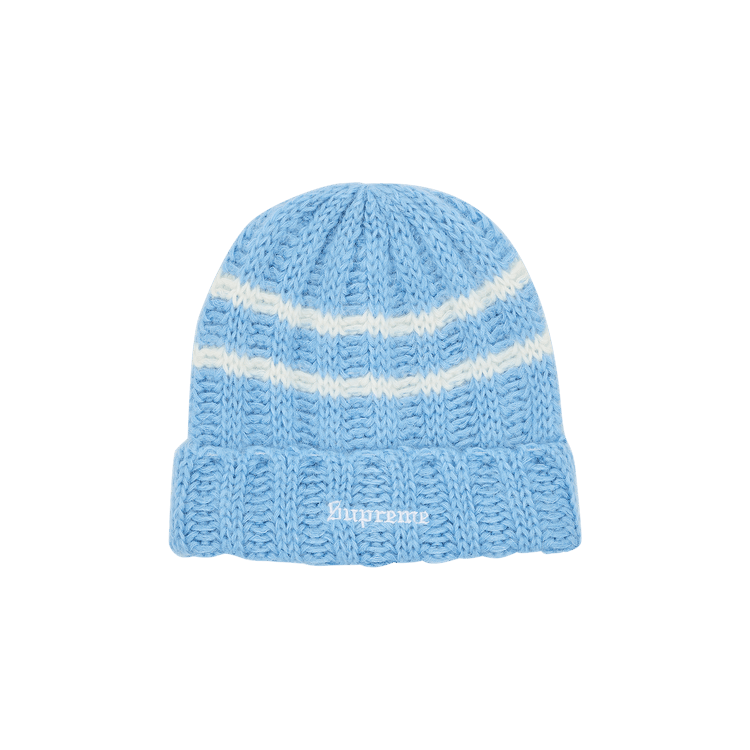 Supreme Brushed Stripe Beanie 'Light Blue'