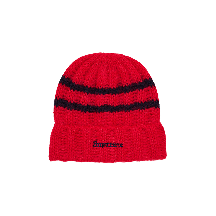 Supreme Brushed Stripe Beanie 'Red'