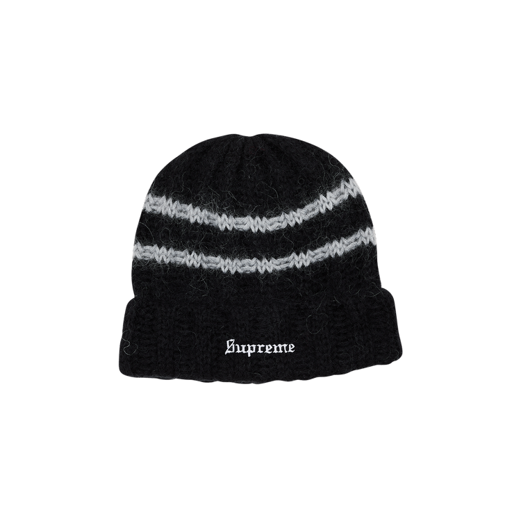 Supreme Brushed Stripe Beanie 'Black'