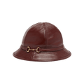 Gucci Leather Cloche Hat With Horsebit 'Red'