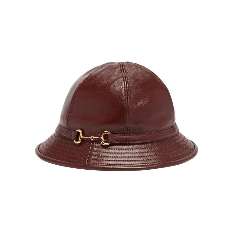 Gucci Leather Cloche Hat With Horsebit 'Red'