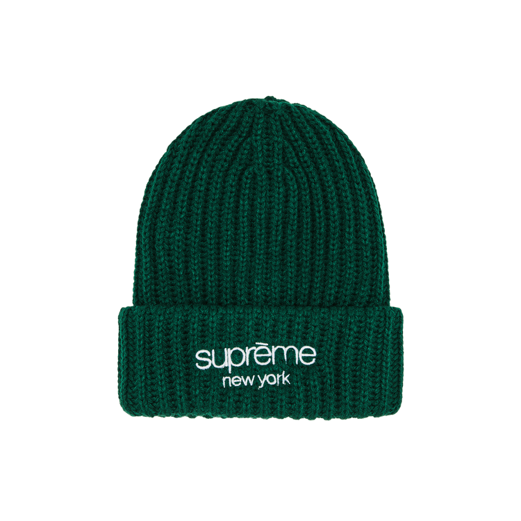 Supreme Classic Logo Chunky Ribbed Beanie 'Dark Green'