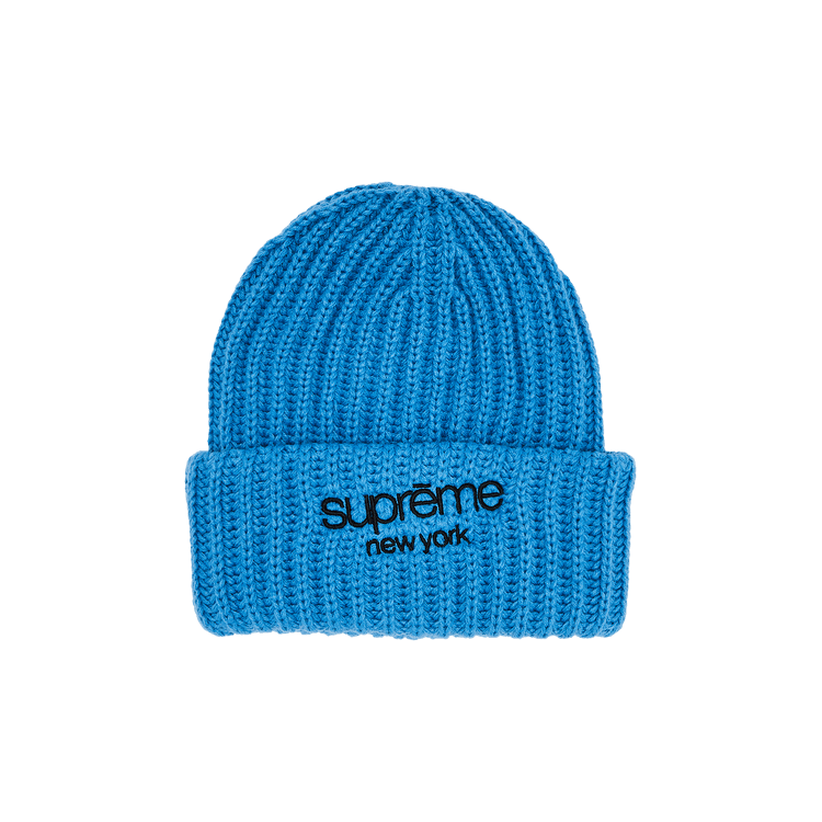 Supreme Classic Logo Chunky Ribbed Beanie 'Blue'