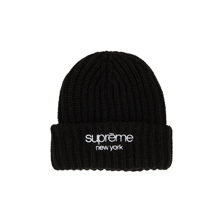 Supreme Classic Logo Chunky Ribbed Beanie 'Black'
