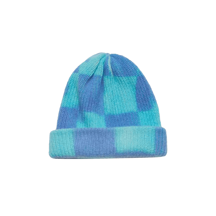The Elder Statesman Chess Beanie 'Aqua/Anemone'