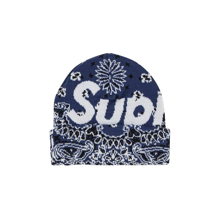 Supreme Bandana Big Logo Beanie 'Navy'