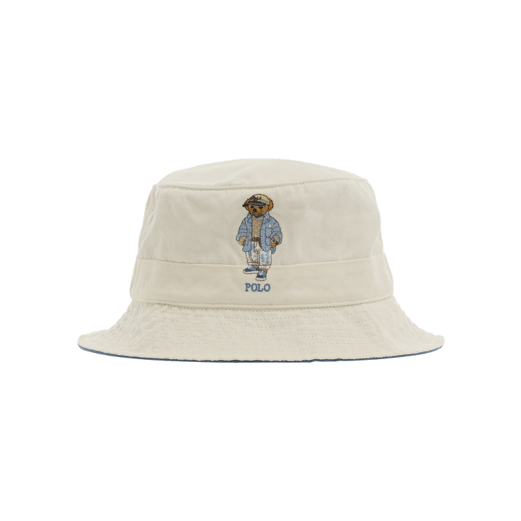 Polo Ralph Lauren Original Label Chino Loft Bucket Hat With Bear 'Clubhouse Cream'