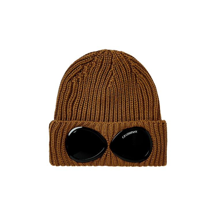C.P. Company Extra Fine Merino Wool Goggle Beanie 'Toffee'