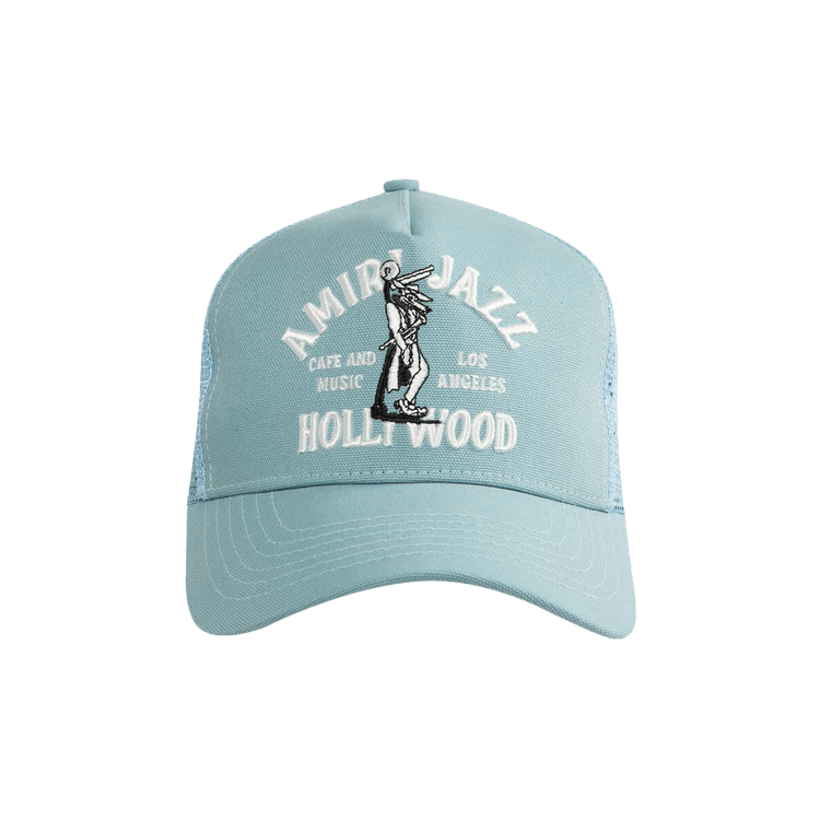 Amiri Jazz Wolf Trucker Hat 'Dusty Blue'