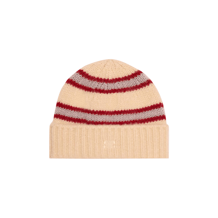 CELINE Triomphe Beanie 'Vanilla/Pink/Red'