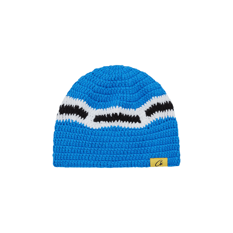 Corteiz Big Crochet Beanie 'Blue/White/Black'