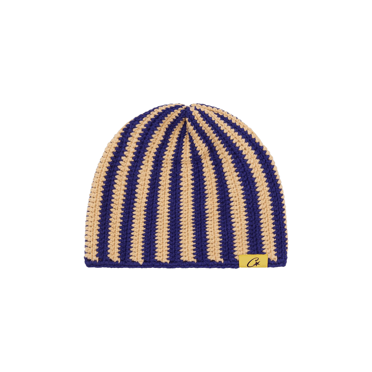 Corteiz Big Crochet Beanie 'Blue & Cream'