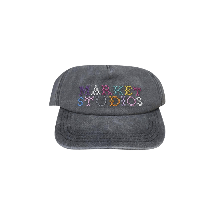 Market Needlepoint 5-Panel Hat 'Pirate Black'