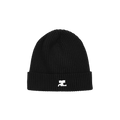 Courrèges Ribbed Wool Beanie 'Black'