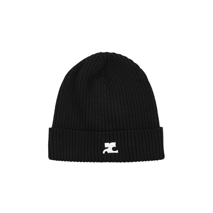 Courrèges Ribbed Wool Beanie 'Black'