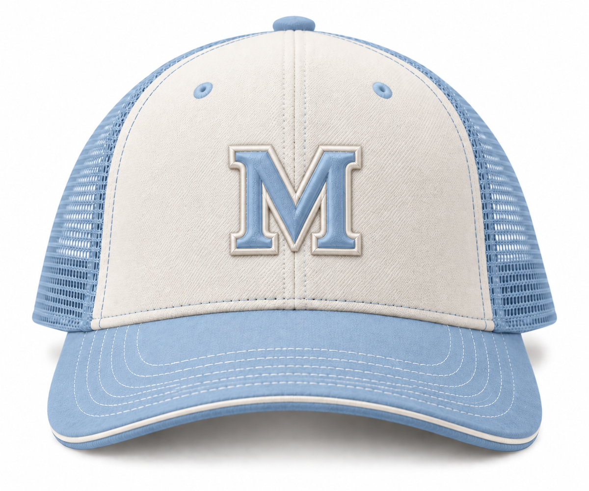 Marcelia Varsity Trucker — Sky Blue
