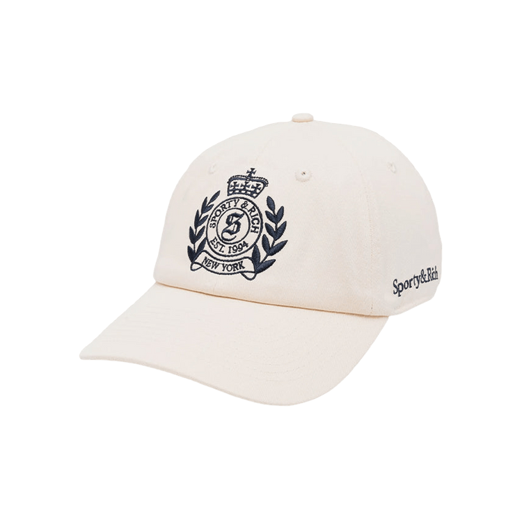 Sporty & Rich H&W Crest Hat 'Cream/Navy'
