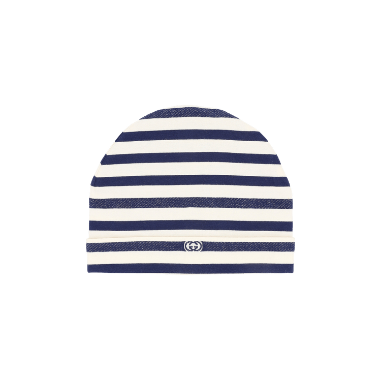 Gucci Kids Striped Knit Beanie 'Ivory/Blue'