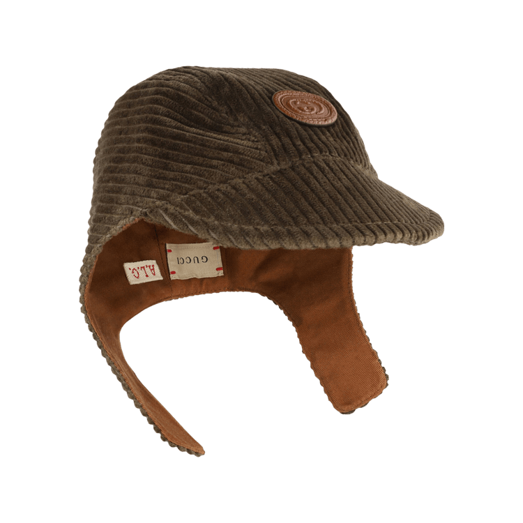 Gucci Kids Logo Patch Corduroy Cap 'Brown'