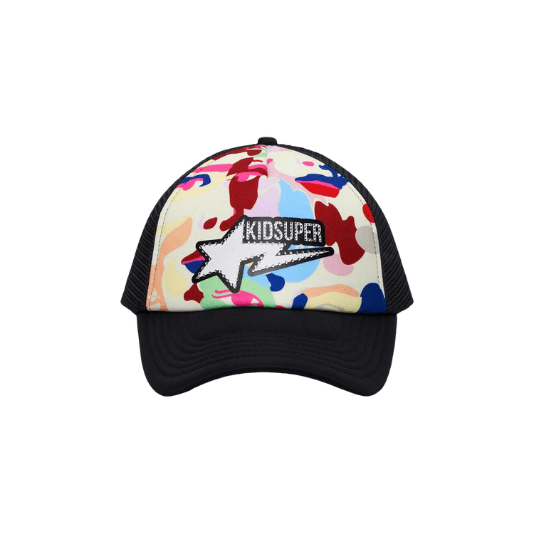 BAPE x KidSuper Bape Sta Logo Rhinestone Trucker Cap 'Multicolor'