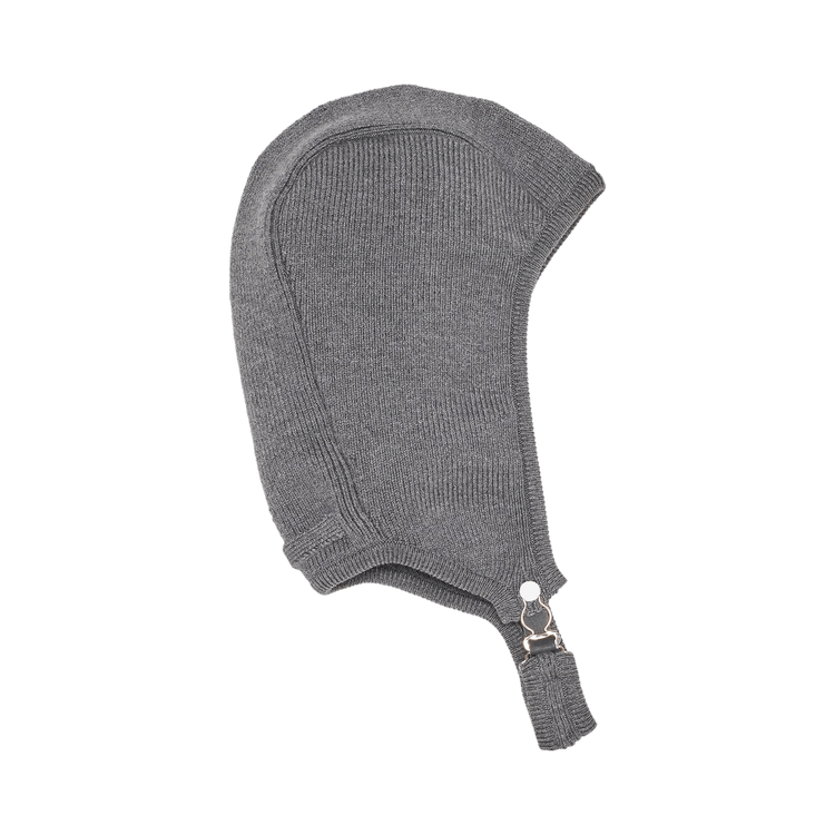 Jean Paul Gaultier Stretched Merino Wool Ribbed Beanie Cap With Lingerie Garter 'Grey'