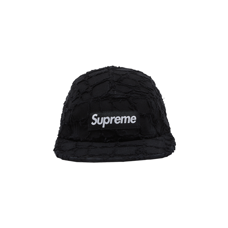 Supreme Frayed Croc Denim Camp Cap 'Black'