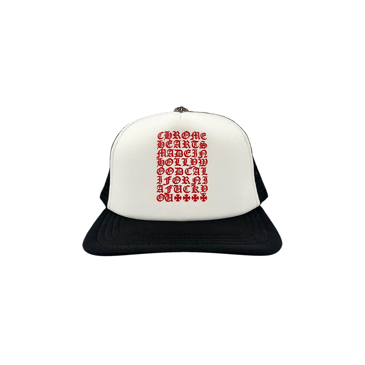 Chrome Hearts Eyechart Trucker Hat 'Black/White/Red'