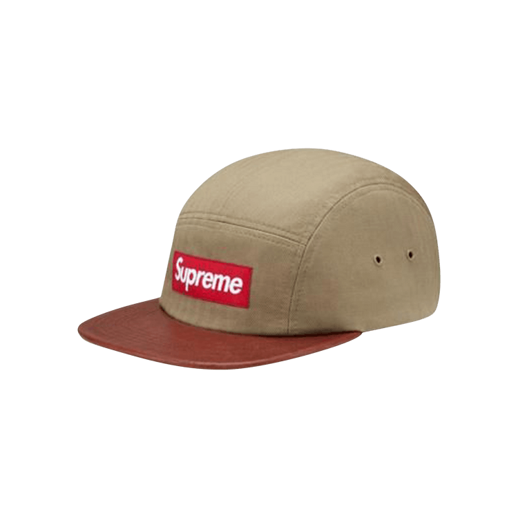 Supreme Herringbone Leather Camp Cap 'Tan'