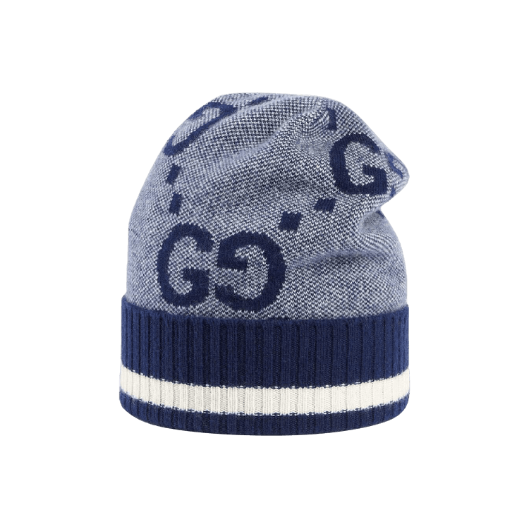 Gucci Monogram Knitted Beanie 'Marine Blue'