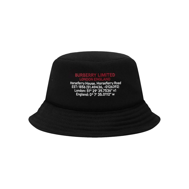 Burberry Location Print Cotton Bucket Hat 'Black'