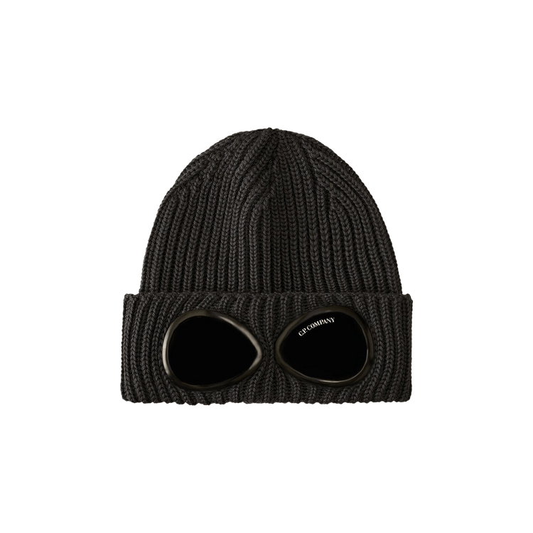 C.P. Company Extra Fine Merino Wool Goggle Beanie 'Ebony'