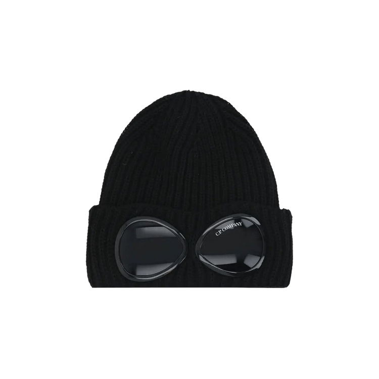 C.P. Company Extra Fine Merino Wool Goggle Beanie 'Black'
