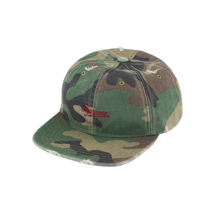 Supreme Distressed Script 6-Panel 'Woodland Camo'