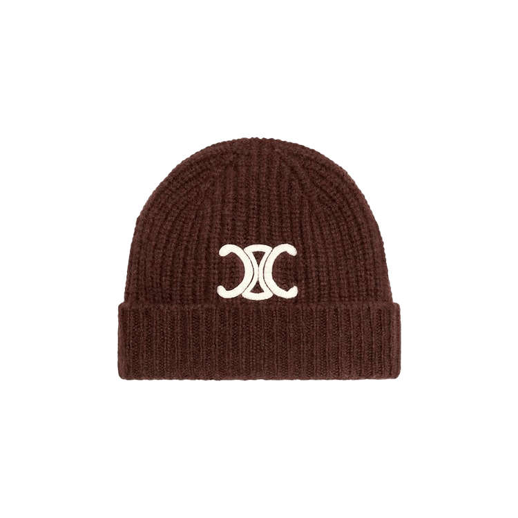 CELINE Triomphe Beanie In Seamless Cashmere 'Brown'
